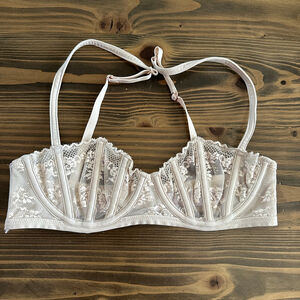 Women’s Savage X Fenty Lace Underwire Bra 32B Beige Neutral Minimal